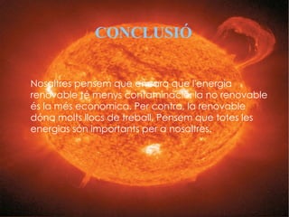 Energia mareomatriu L'energia mareomotriu és la qual resulta d'aprofitar les marees, és a dir, la diferència d'altura mitja dels mars segons la posició relativa de la Terra i la Lluna, i que resulta de l'atracció gravitatòria d'aquesta última i del Sol sobre les masses d'aigua dels mars. 