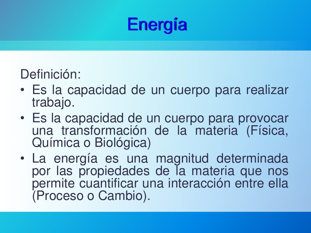 Definición de Energía y su clasificación