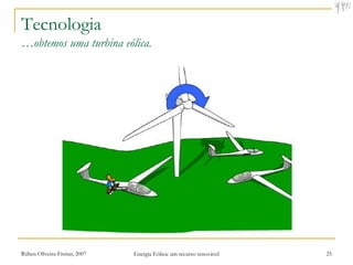 Tecnologia
…obtemos uma turbina eólica.




Rúben Oliveira-Freitas, 2007   Energia Eólica: um recurso renovável   25
 