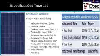 Especificações Técnicas
 