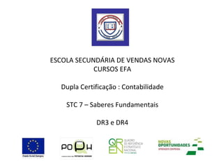 ESCOLA SECUNDÁRIA DE VENDAS NOVAS CURSOS EFA Dupla Certificação : Contabilidade STC 7 – Saberes Fundamentais DR3 e DR4 