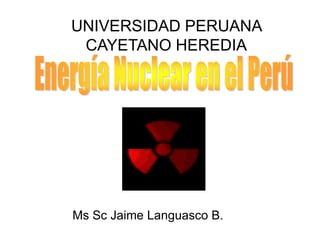 UNIVERSIDAD PERUANA
 CAYETANO HEREDIA




Ms Sc Jaime Languasco B.
 