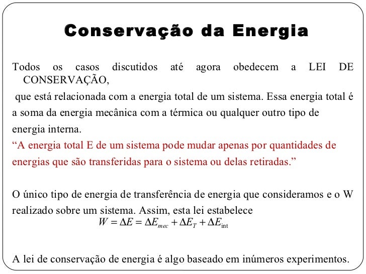Explique Com Suas Palavras O Princípio Da Conservação De Energia