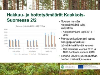 Hakkuu- ja hoitotyömäärät Kaakkois-
Suomessa 2/2 • Nuoren metsän
hoitotyömääriä tulisi
kasvattaa
› Kokonaismäärä laski 201...
