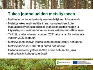 Tukea joutoalueiden metsitykseen
• Hallitus on antanut lakiesityksen metsityksen tukemisesta
• Metsitystukea myönnettäisii...