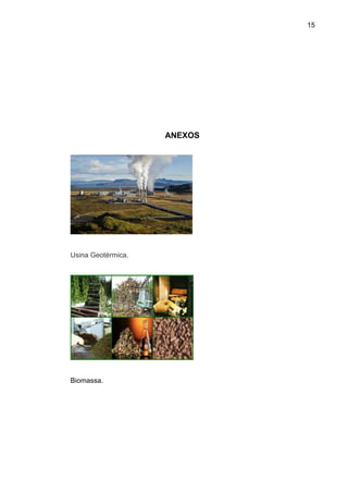 15




                    ANEXOS




Usina Geotérmica.




Biomassa.
 