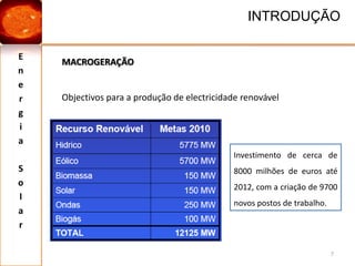  Definição de energia renovável;