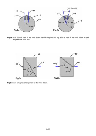 Fig.2a is an oblique view of the inner stator without magnets and Fig.2b is a view of the inner stator at right
        angles to the shaft axis.




Fig.3 Shows a magnet arrangement for the inner stator




                                                    1 - 35
 