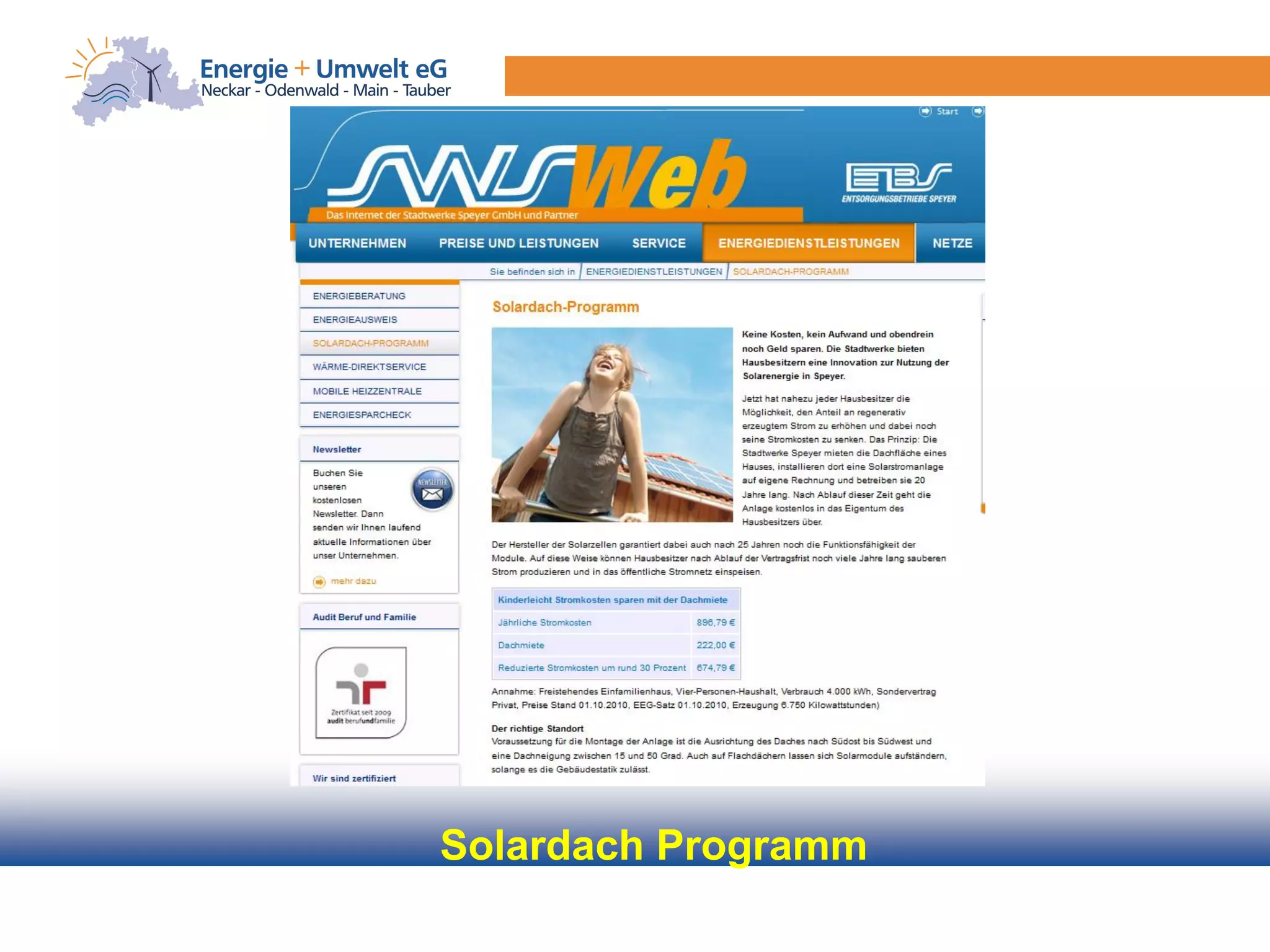 Solardach Programm
 