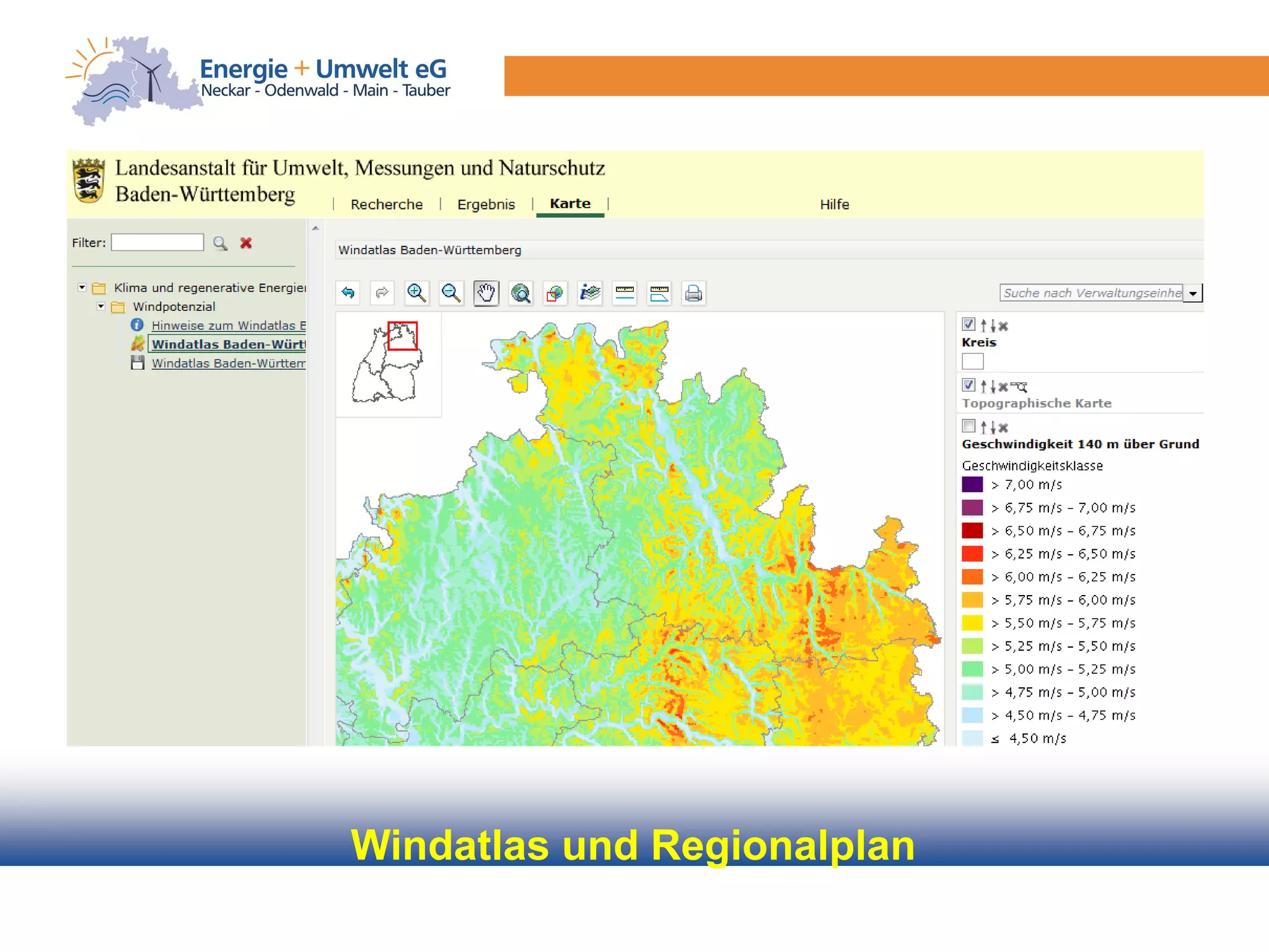 Windatlas und Regionalplan
 