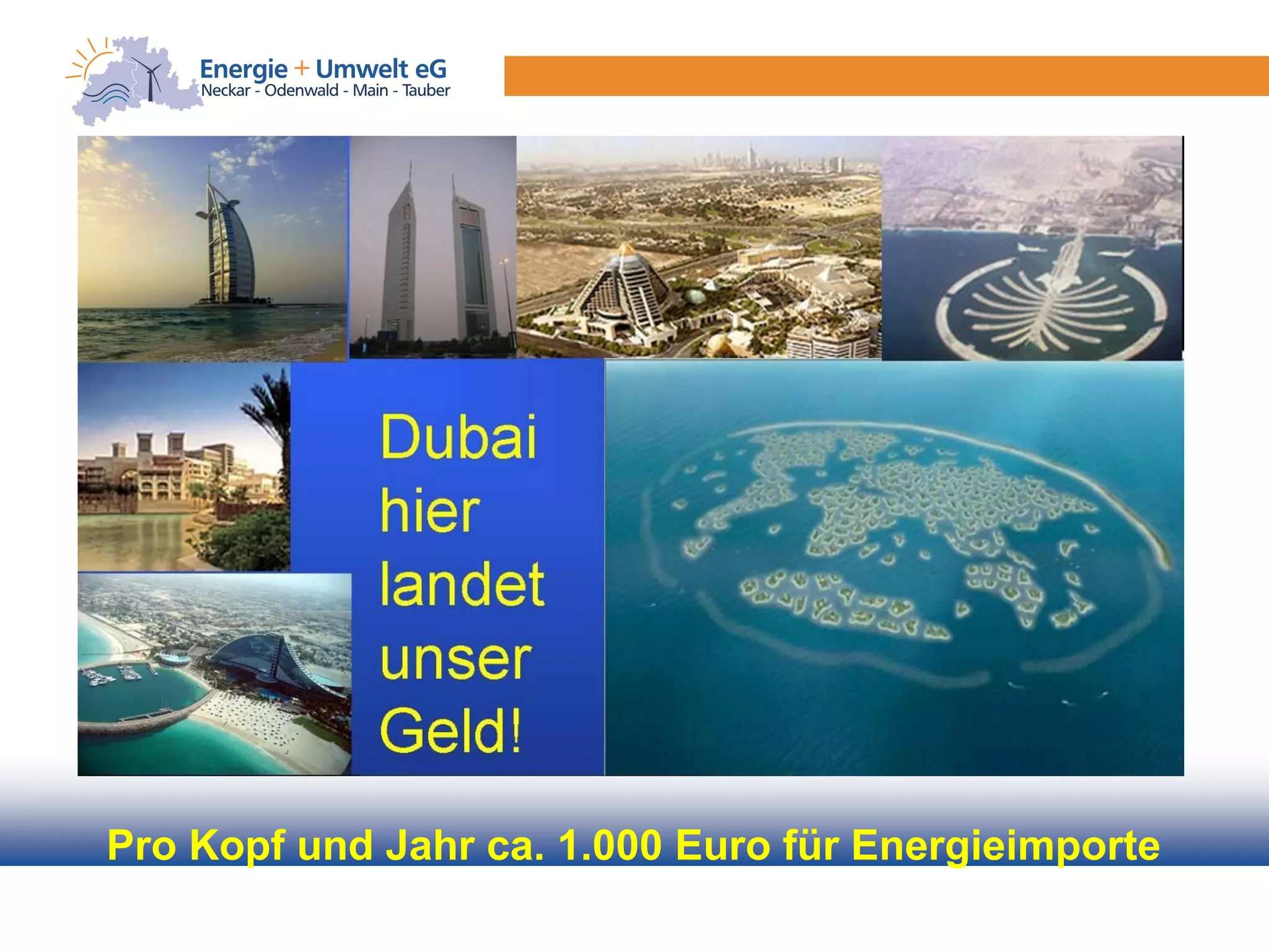 Pro Kopf und Jahr ca. 1.000 Euro für Energieimporte
 