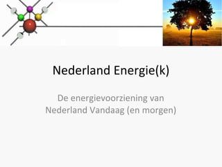 Nederland Energie(k) De energievoorziening van Nederland Vandaag (en morgen) 