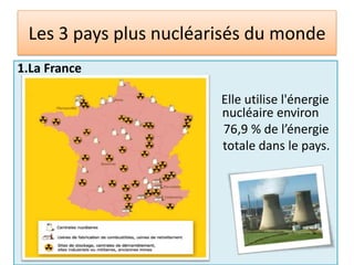 Le fonctionnement de la centrale nucléaire1.La fission des atomes d'uranium engendre de la chaleur. 2.Grâce à cette chaleur, on fait chauffer de l'eau. 3.L'eau ainsi chauffée permet d'obtenir de la vapeur.4.La pression de cette vapeur fait tourner une turbine.5.La turbine entraîne un alternateur qui produit de l'électricité.