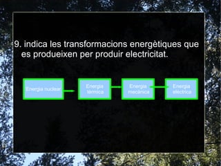 7. Classifica les fonts d'energia següents segons siguin renovables o no renovables renovables No renovables carbó x Solar tèrmica Solar fotovoltàica maremotriu petroli biomassa Gas natural geotèrmica nuclear butà 