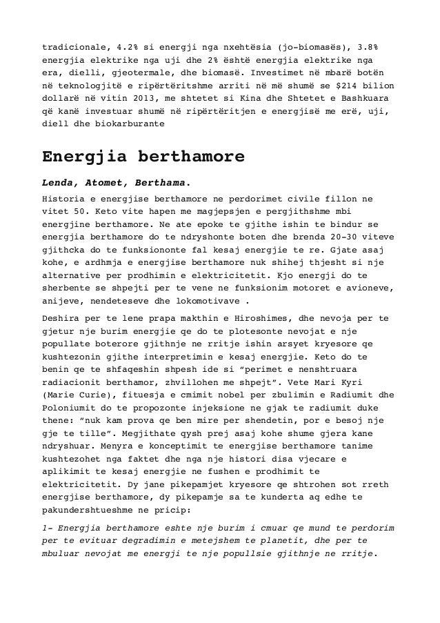 Energjia dhe llojet e saj alternative. Energjia berthamore.