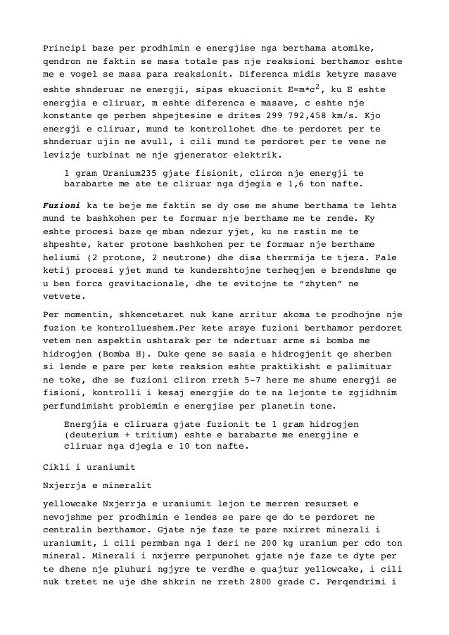 Energjia dhe llojet e saj alternative. Energjia berthamore.