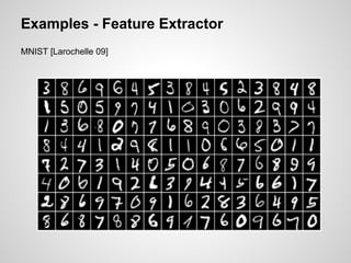 Examples - Feature Extractor 
MNIST [Larochelle 09] 
 