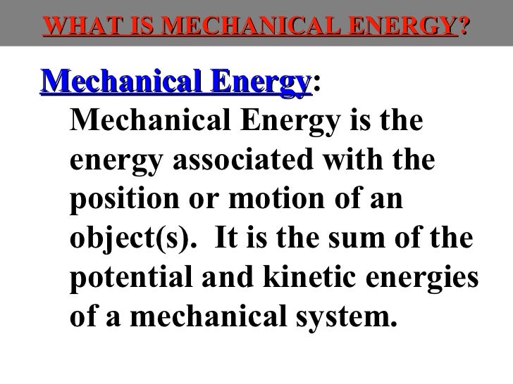 what is mechanical energy