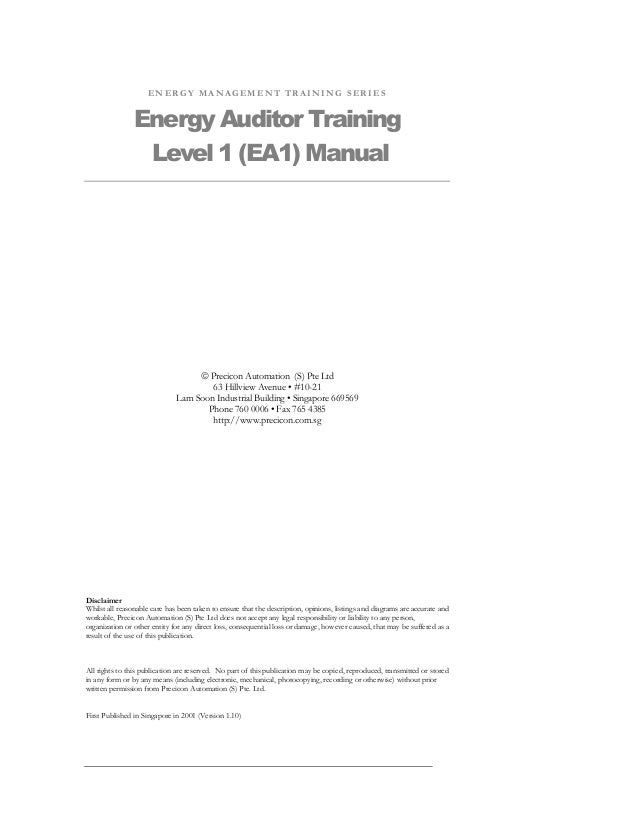 Energy Auditor Training Level 1 2001