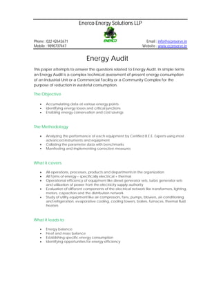 Energy Audit / Energy Conservation PPT and PDF | PDF