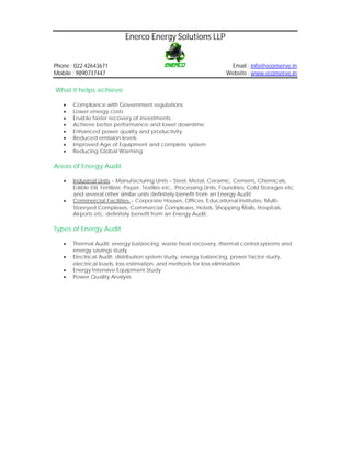 Energy Audit / Energy Conservation PPT and PDF | PDF