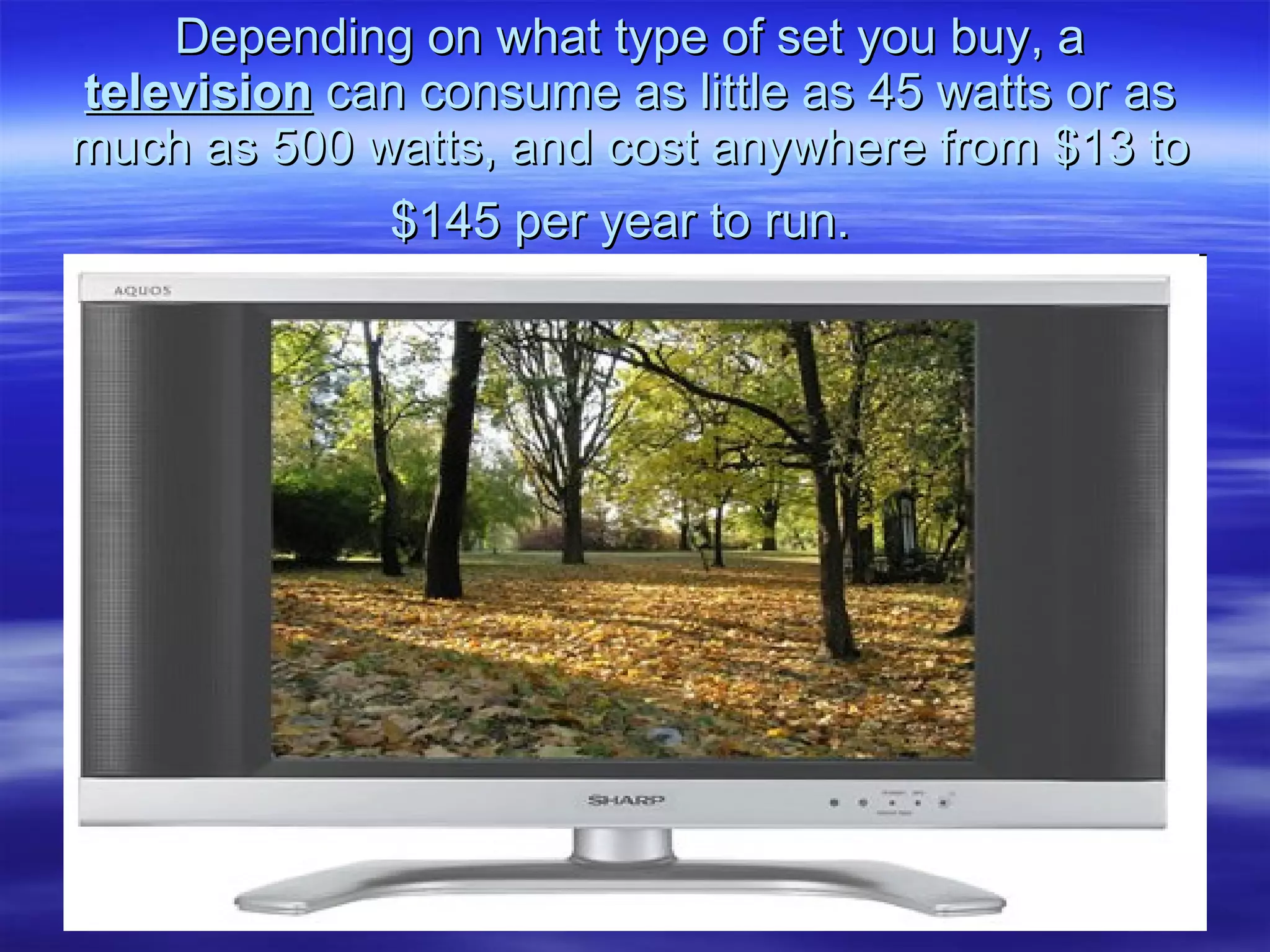 Computer Monitors Another thing to consider when thinking about computer energy conservation, is to look into replacing your big, television-sized monitor with a flat screen model. Flat screen monitors are much more energy efficient and better looking than their boxy predecessors.  With utility costs rising at incredible rates, it makes complete financial sense to save energy where you have the ability to, and that includes configuring your computer’s power settings.  