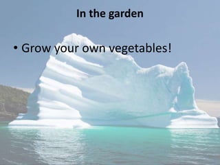 In the garden
• Grow your own vegetables!
 