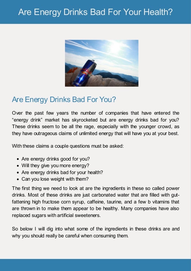 Are Energy Drinks Bad For Your Health?