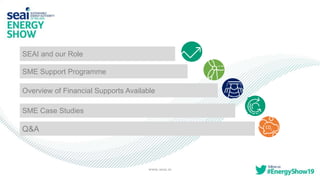 SEAI and our Role
www.seai.ie
3
Q&A
Overview of Financial Supports Available
SME Case Studies
SME Support Programme
 