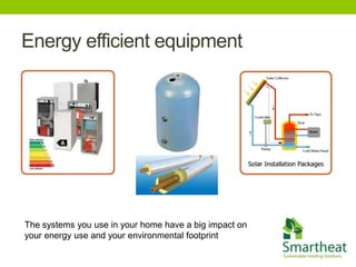 Energy efficient equipment




The systems you use in your home have a big impact on
your energy use and your environmental footprint
 