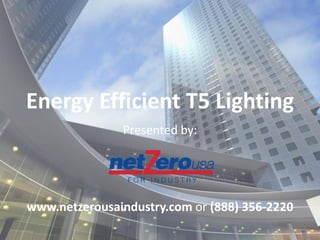 Energy Efficient T5 Lighting
               Presented by:




www.netzerousaindustry.com or (888) 356-2220
 