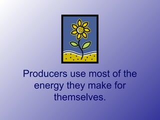 Producers use most of the
energy they make for
themselves.
 