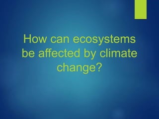 How can ecosystems 
be affected by climate 
change? 
