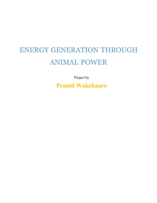 ENERGY GENERATION THROUGH
ANIMAL POWER
Project by
Pramil Wakchaure
 