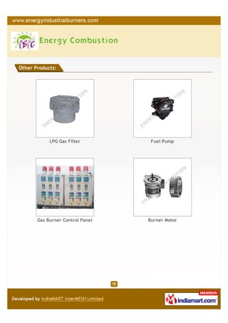 Other Products:




            LPG Gas Filter         Fuel Pump




       Gas Burner Control Panel   Burner Motor
 