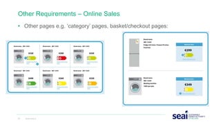 Other Requirements – Online Sales
• Other pages e.g. ‘category’ pages, basket/checkout pages:
27 www.seai.ie
 