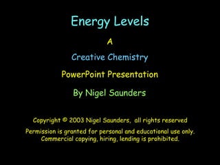 Energy LevelsEnergy Levels
A
Creative Chemistry
PowerPoint Presentation
By Nigel Saunders
Copyright © 2003 Nigel Saunders, all rights reserved
Permission is granted for personal and educational use only.
Commercial copying, hiring, lending is prohibited.
 