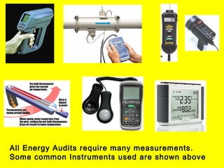 All Energy Audits require many measurements.
Some common Instruments used are shown above

 