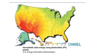 Harvestable solar energy using photovoltaic (PV)
panels
U.S. Energy Information Administration
 