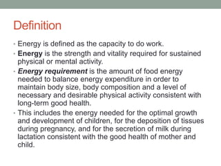  Nutritional facts of Energy 