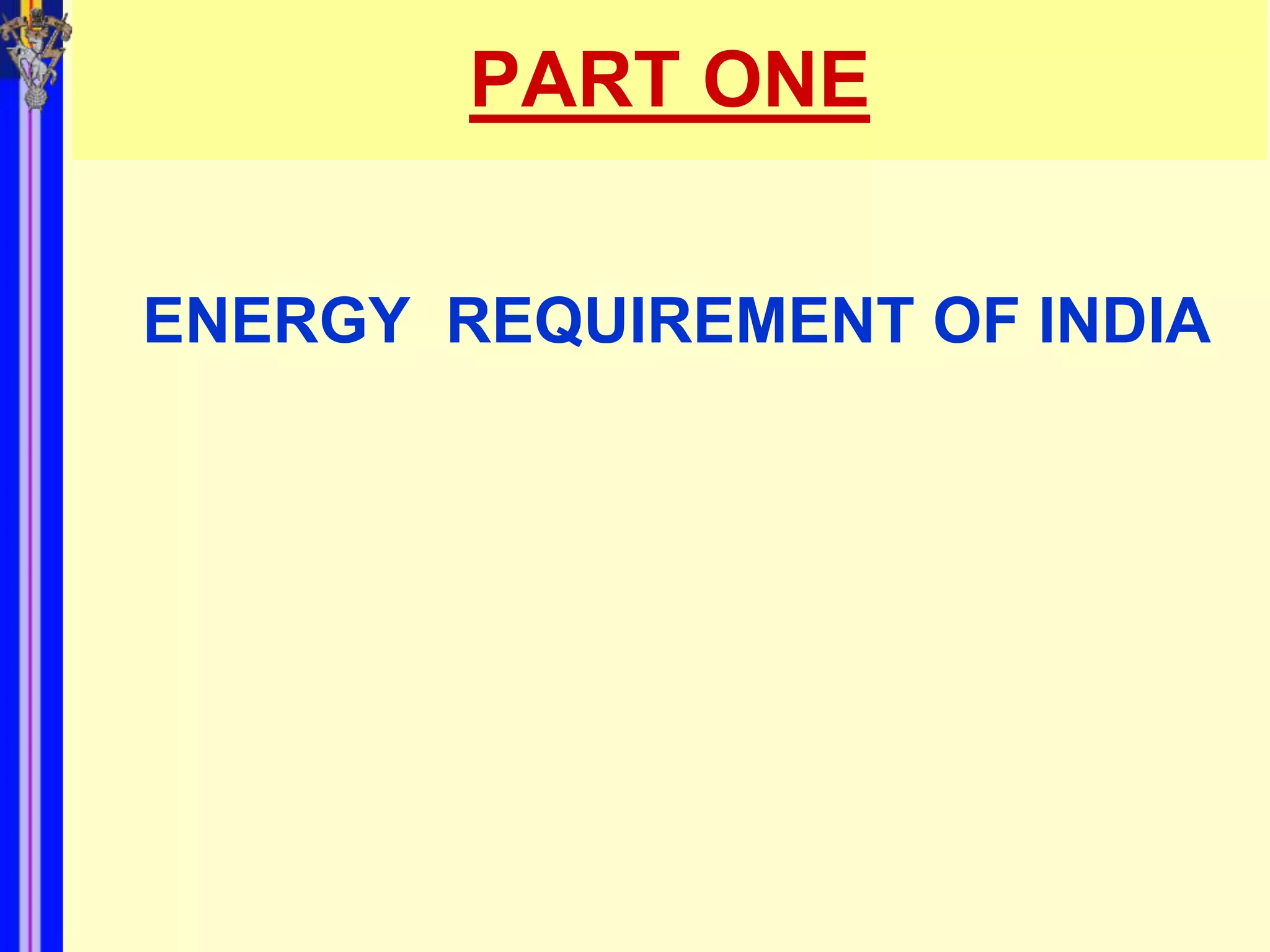 PART ONE


ENERGY REQUIREMENT OF INDIA
 