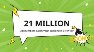21 MILLION
Big numbers catch your audience’s attention
 