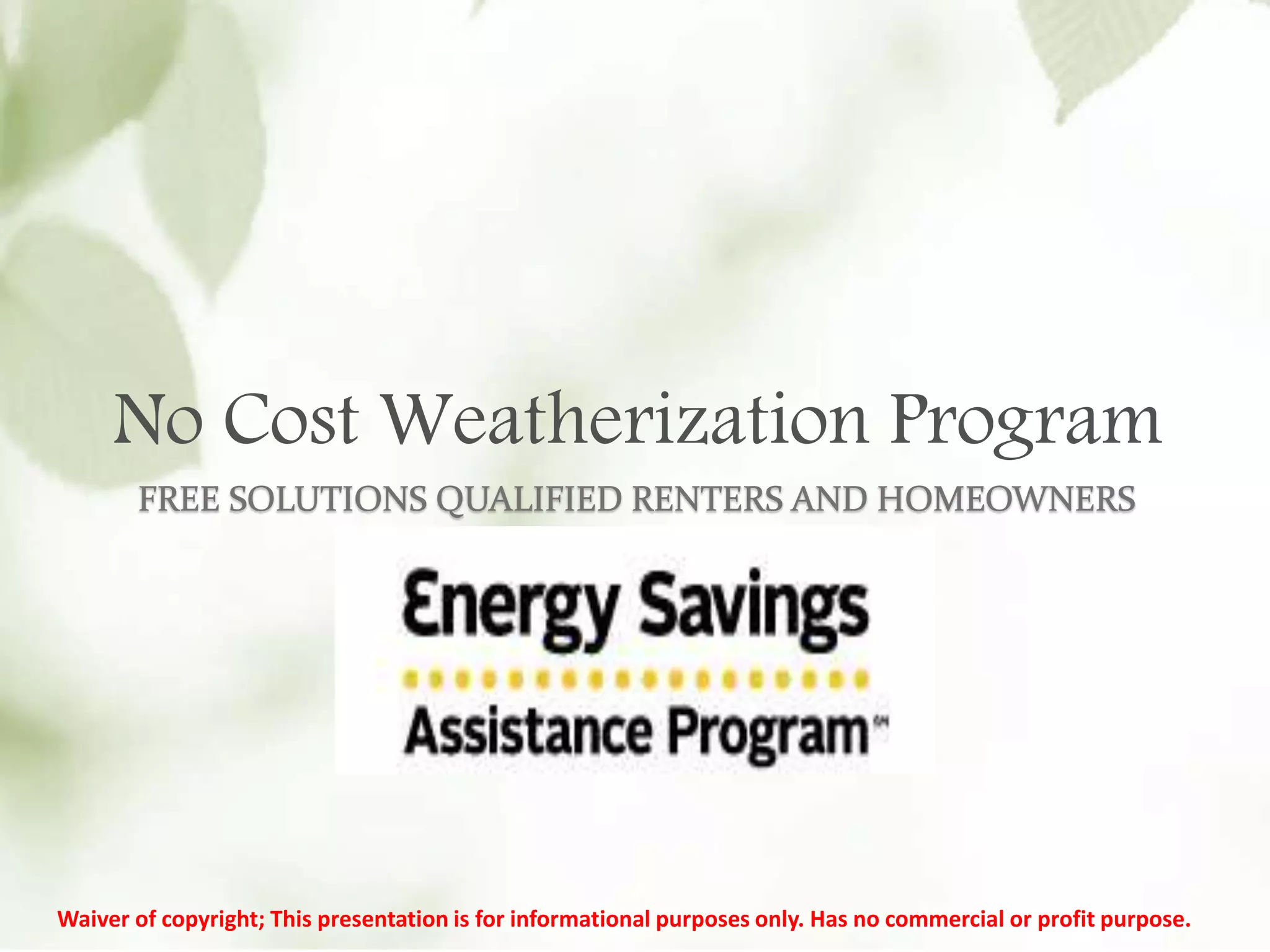 Energy savings assistance program’s (esa) PPT