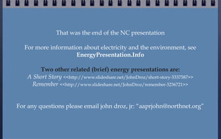 Energy & SB3 Presentation to NC Legislators