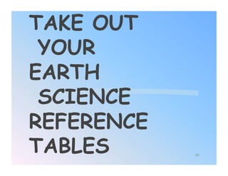 TAKE OUT
 YOUR
EARTH
 SCIENCE
REFERENCE
TABLES      88
 