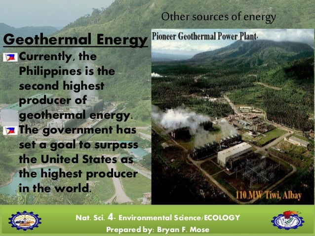 What are some sources of energy in the Philippines?