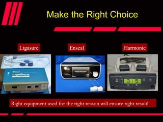 Make the Right Choice
Ligasure Enseal Harmonic
Right equipment used for the right reason will ensure right result!
 