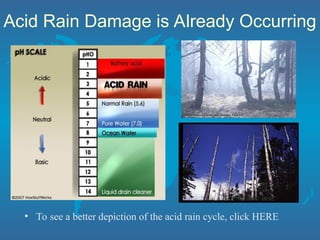 Acid Rain Damage is Already Occurring
• To see a better depiction of the acid rain cycle, click HERE
 