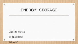 ENERGY STORAGE 
Digajerla Suresh 
M TECH-CTM 
14CM43F 
 