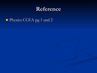 Reference Physics CCEA pg 1 and 2 